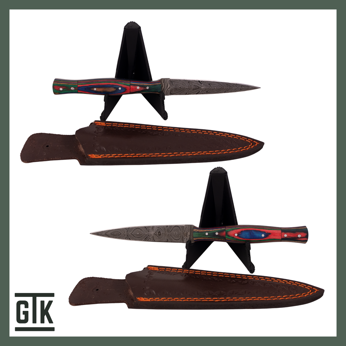 Painted Desert Spearpoint – Damascus Fixed-Blade Knife